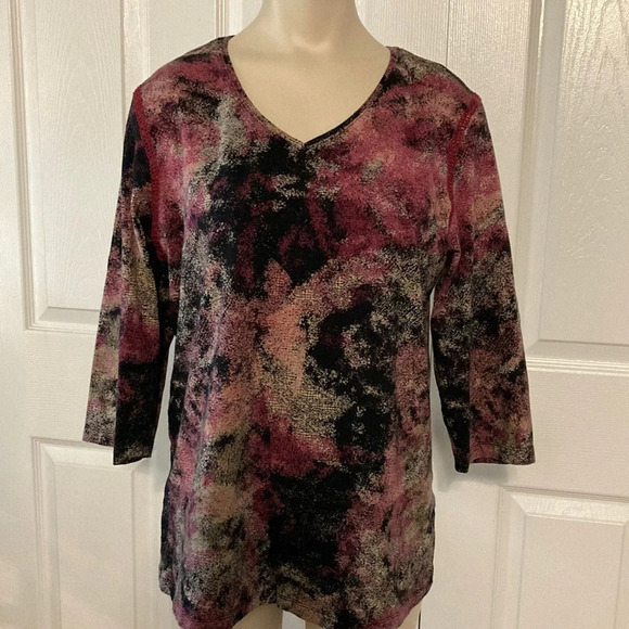 Christopher & Banks 3/4 sleeve v-neck top L - Picture 1 of 16